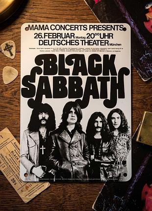 Металева вінтажна табличка рок-група black sabbath концертний постер 14х20 см