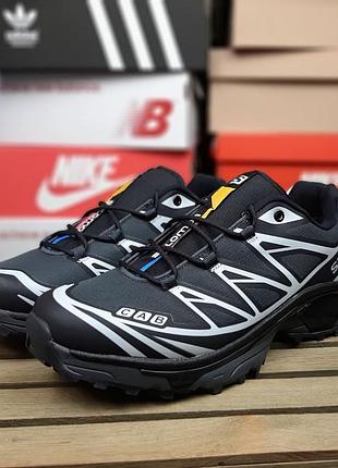Зимові чоловічі кросівки salomon xt-6 темно сірі з білим😍
