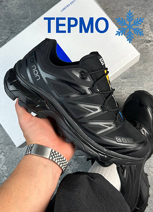 Термо кросівки чоловічі salomon xt-6 total black gortex