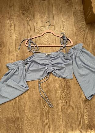 Топ жіночий h&m блакитний з об'ємними рукавами