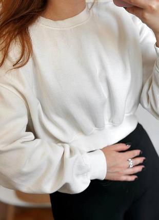 Молочний, вкорочений світшот zara🤍 4