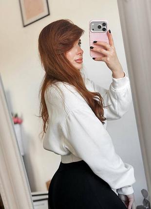 Молочний, вкорочений світшот zara🤍 2