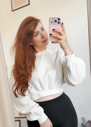 Молочний, вкорочений світшот zara🤍 5