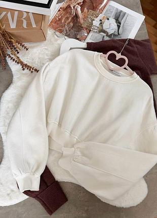 Молочний, вкорочений світшот zara🤍 8