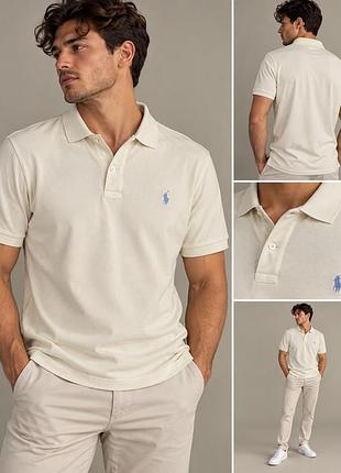 Чоловіче поло polo ralph lauren xxl slim fit кремове оригінал