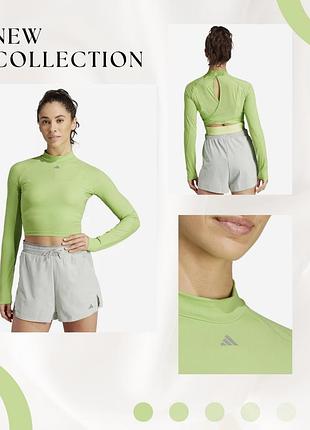 Жіночий спортивний кроп топ adidas салатовий
