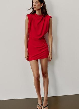 Сукня жіноча червона драпована zara new