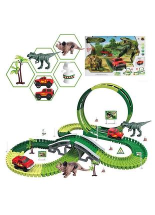 Автотрек diy dinosaur track 172 елементів зі світловим ефектом і мертвою петлею 3.05 м 08