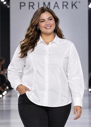 Рубашка женская primark белая xl-2xl полиэстер/хлопок