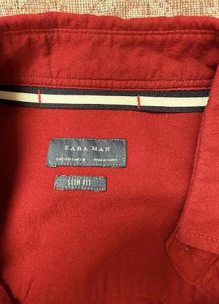 Сорочка чоловіча zara slim fit червона
