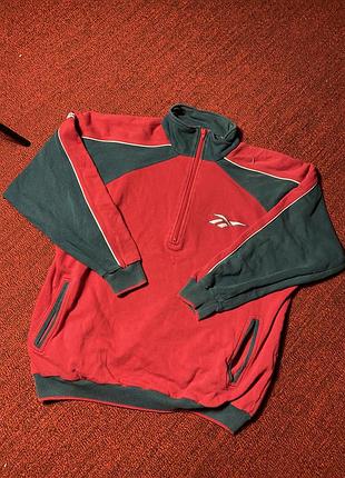 Вінтажний ретро vintage retro чоловічий світшот reebok на блискавці 1/4 у спортивному стилі ретро (кінець 90-х — початок 2000-х років).
