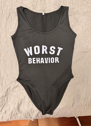 Чорне боді - купальник worst behavior, розмір s