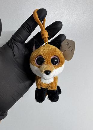 М'яка іграшка-брелок ty beanie boo's лисеня slick (слік) розміром 12 см із характерними великими блискучими очима