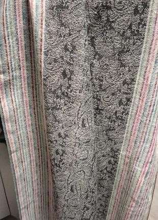 Палантин шарф pashmina з шовком, сірий з кольоровими смугами та люрексом