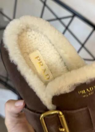 Мюлі замша коричневі prada 3