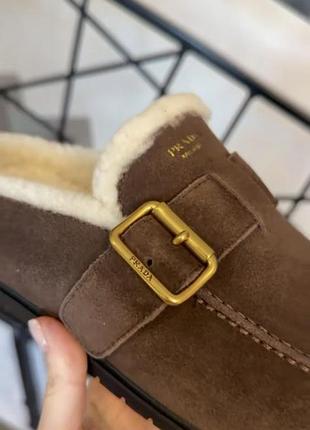 Мюлі замша коричневі prada 4
