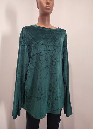 Изумрудный велюровый лонгслив / джемпер, большой размер 4xl-5xl