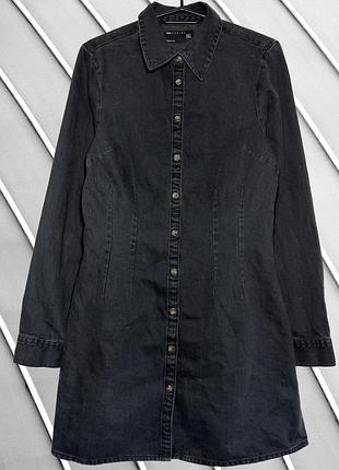 Женское джинсовое платье-рубашка asos design m 38 40 асос синее джинсовое с длинным рукавом на пуговицах asos design m
