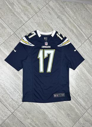 Nike on field nfl san diego chargers philip rivers #17 jersey blue mens size s футбол футболка джерсі