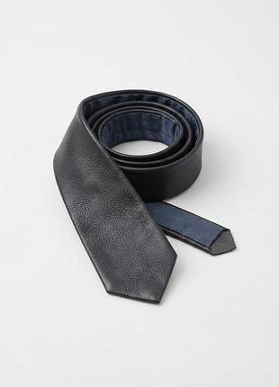 Вузька краватка з натуральної шкіри echtes leder / темно-синій шкіряний галстук скінні