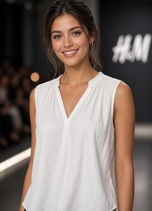 Блуза жіноча h&m біла s віскоза бавовна