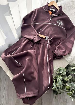 Теплий спортивний костюм oversize з контрастним кантом
