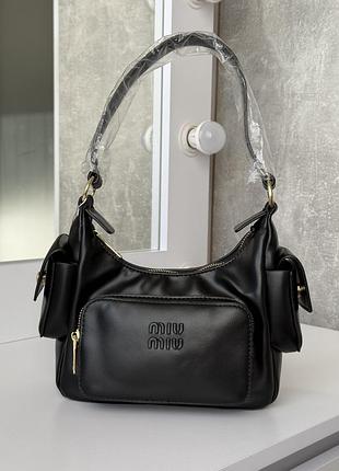 Сумка жіноча miu miu чорна з екошкіри