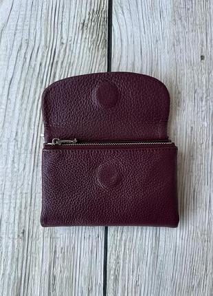 Невеликий бордовий жіночий шкіряний гаманець люкс 3