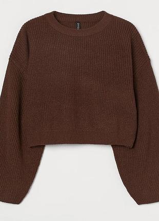 Трендовий вкорочений  коричневий светр жіночий м від h&m