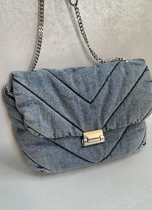 Джинсова стьогана сумка zara, оригінал 2