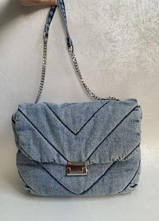 Джинсова стьогана сумка zara, оригінал 4