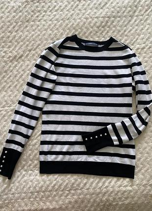 Светр кофта в полоску zara s m
