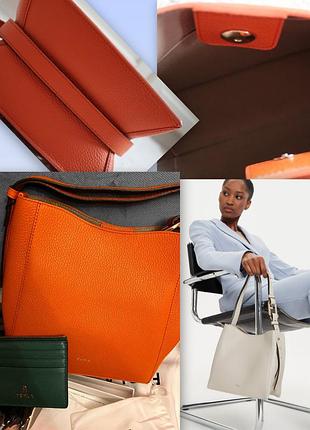 Кожана сумка furla orange - original  нова колекция 2