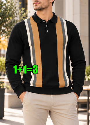 🤩1+1=3 фирменный черный мужской свитер поло next, размер 48 - 50