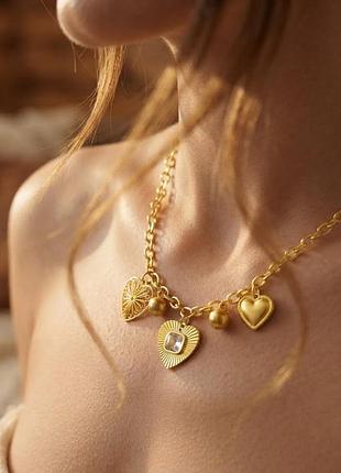 Колье «radiant heart» с лучестой гравировкой из нержавеющей стали