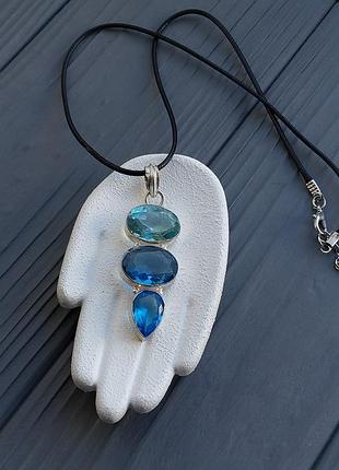 Подвес натуральный аквамарин. кулон из аквамарина. индия!