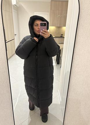 Пуховик теплий з капюшоном на холодну зиму zara