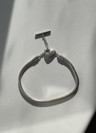 Браслет pandora зі срібла 925 проби, срібного кольору.