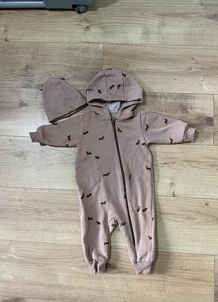 Флісовий комбінезон little angel 80 розмір і шапка 44