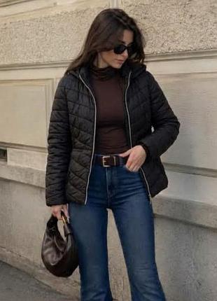 Куртка черная стеганая демисезонная 🖤 легкая с капюшоном 🏷️ new look 152-158 см ⚡ подросткам и на xxs xs