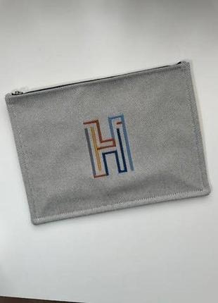 Hermès h labyrinthe, косметичка, оригінал, нова, сіра