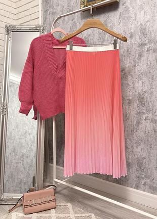 Плісирована міді-спідниця з ефектом деграде maje jonaelle chiffon midi skirt.