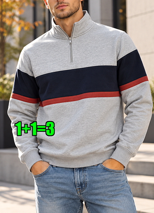 🤩1+1=3 фірмовий чоловічий ктеплений світшот светр на змійці фліс f&f, розмір 48 - 50