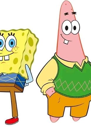 Термонашивка на одяг губка боб і патрік (spongebob), термотрансферна наклейка на футболку diy набір