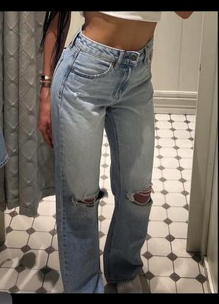 Stradivarius джинси прямі 36 джинси wide leg джинси кльош сині джинси прямі  джинси straight кльош джинси