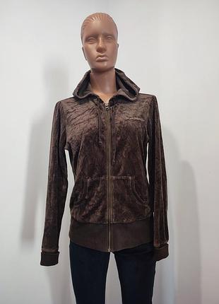 Оригинальное велюровое худи на молнии calvin klein jeans (75% хлопок), р. m-l