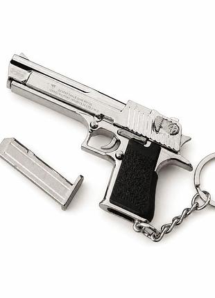 Тактичний брелок desert eagle 66 мм silver 1:4 (срібло) розбірний металевий міні пістолет із рухомим затвором, знімним магазином,
