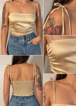 Топ жіночий zara атласний бежевий