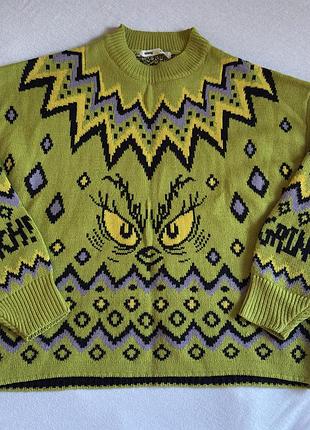 Светр вʼязаний grinch розмір м вкорочений