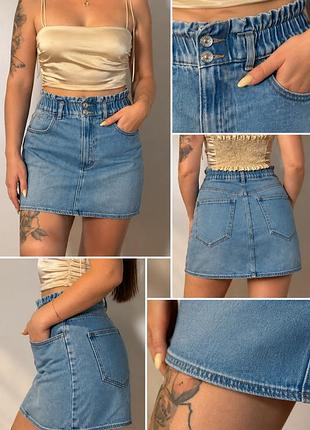 Жіноча міні-спідниця pull&bear джинсова блакитна